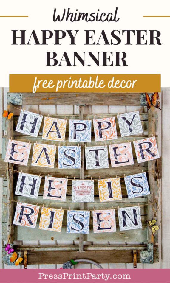 Free Floral Happy Easter &amp; He is Risen Banner Printable