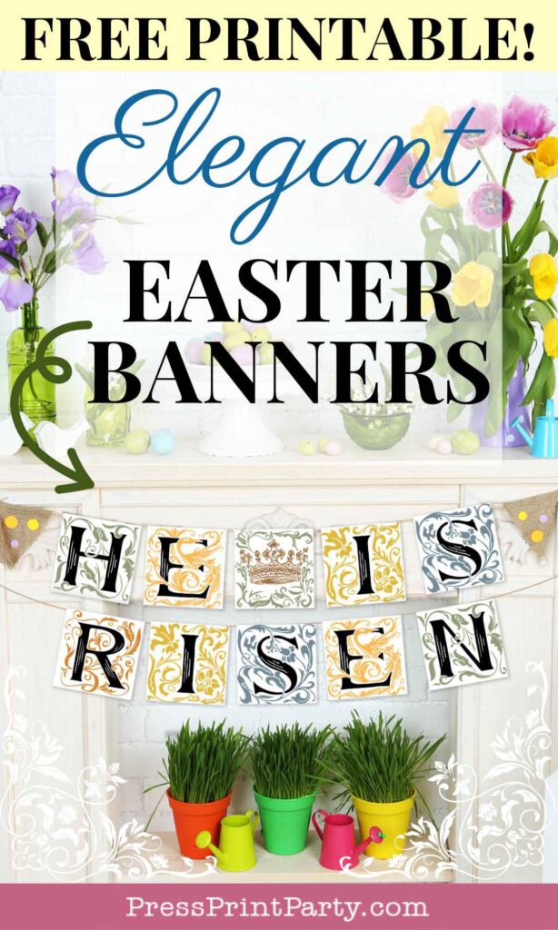 Happy Easter Printable Banner free he is risen happy easter- Press Print Party!