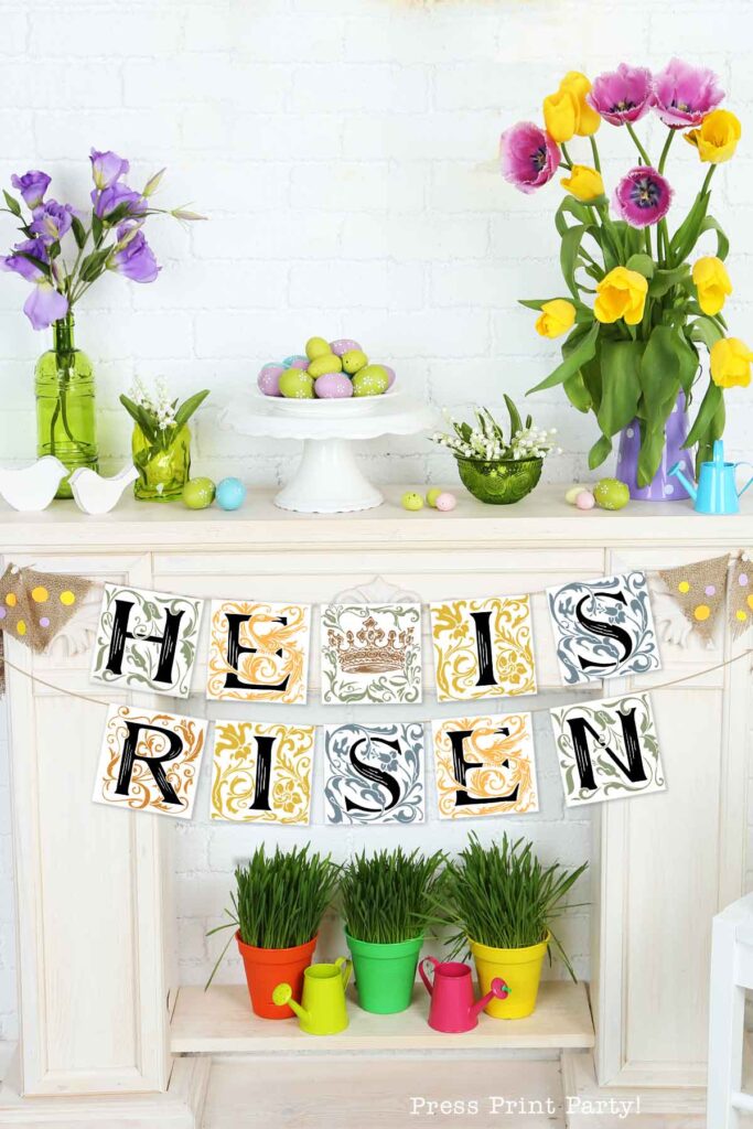 Happy Easter Printable Banner free - Press Print Party!