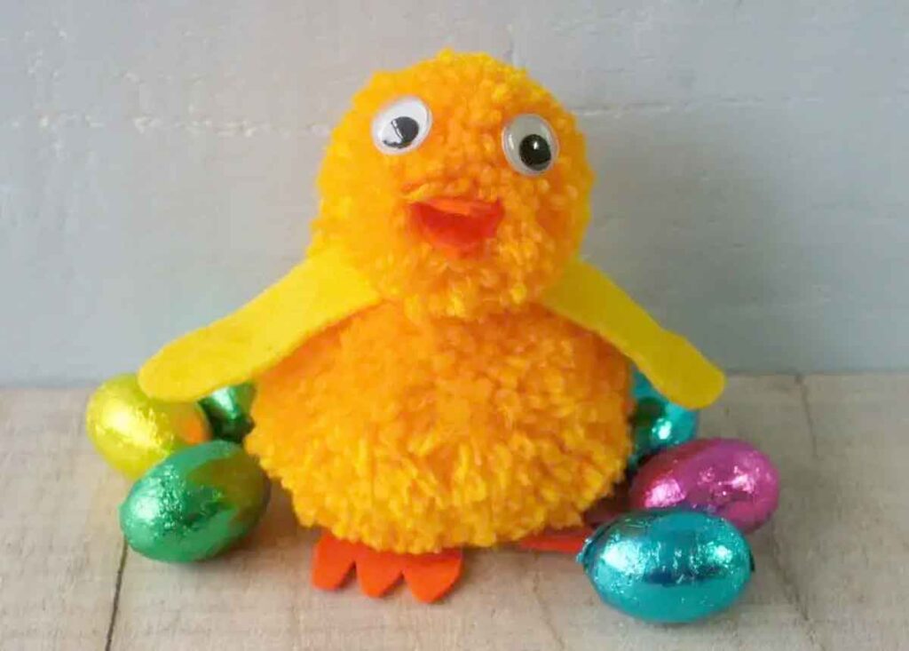 Easter Chick Made from Pom Poms by Christine’s Crafts