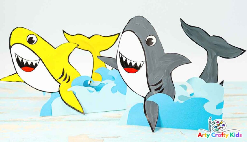 3D Swimming Paper Shark Craft by Arty Crafty Kids