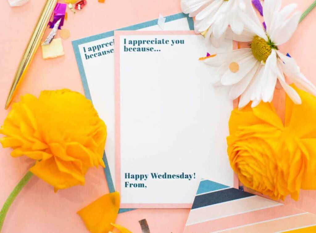 appreciation card for each day of the week