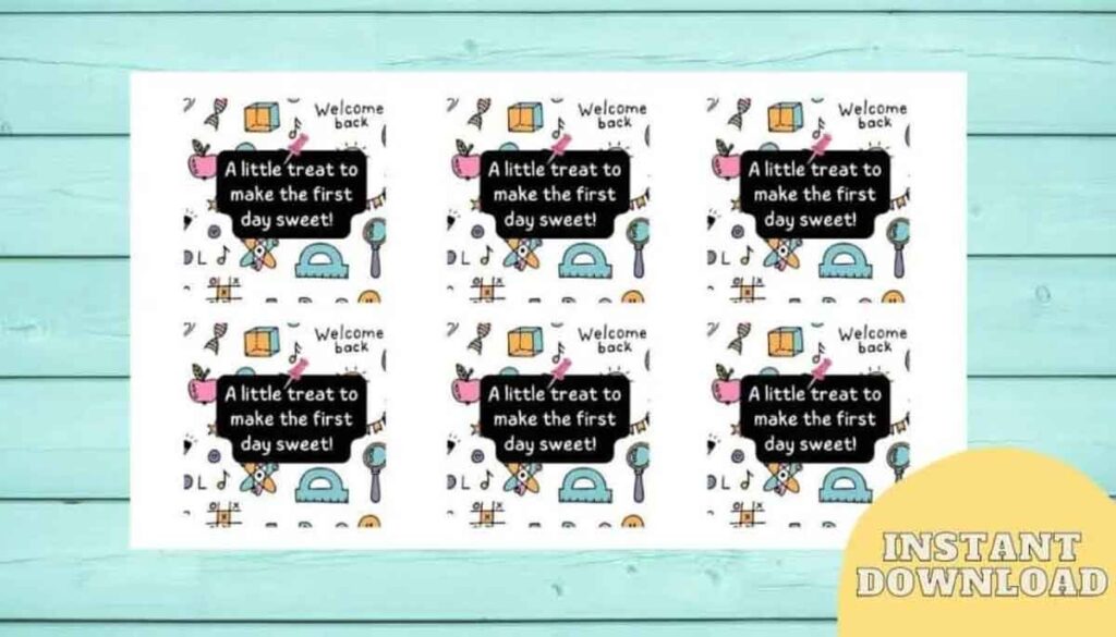 A little treat to make the first day sweet tags instant download