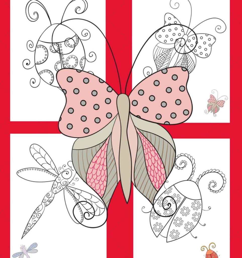 4 beautiful bug printables coloring pages