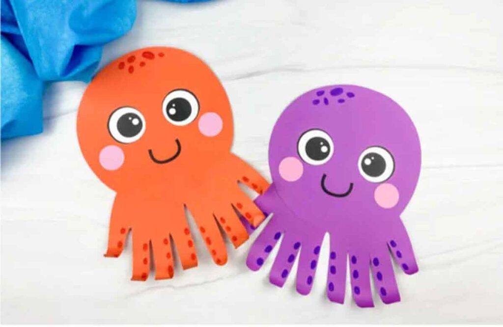 orange and purple Octopus Handprint Craft by Simple Everyday Mom