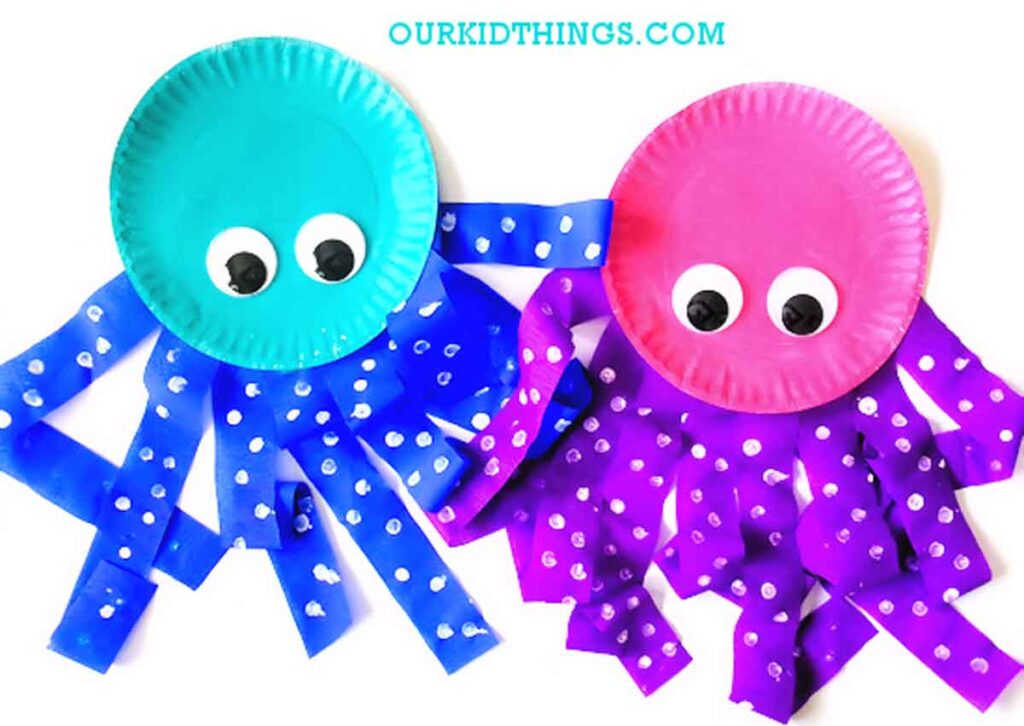 Paper Plate Octopus Streamer Craft by Our Kid Things