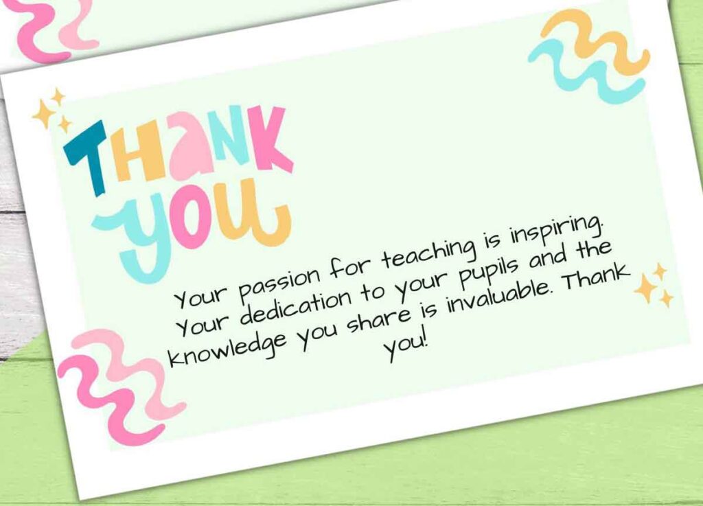 colorful thank you card with a message