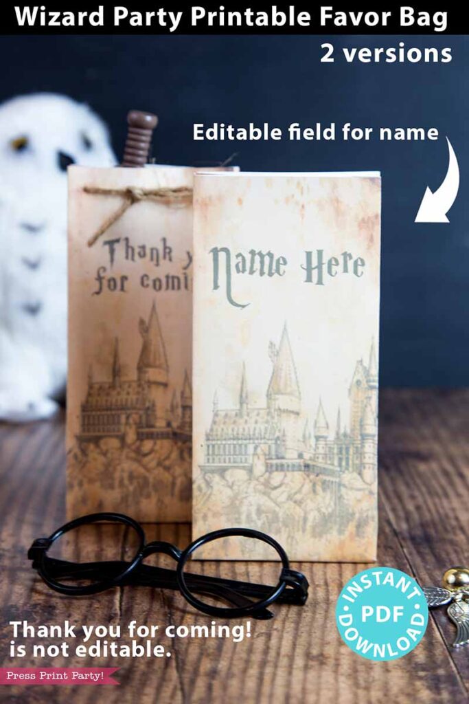 Harry Potter Party Favor Bags Printable - Wizard Party Loot Bags