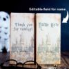 Wizard Party Favor Bags Printable Antique Style Wizard Castle Treat Bags HP Birthday Party Thank You for Coming & Customized Editable Names Press Print Party