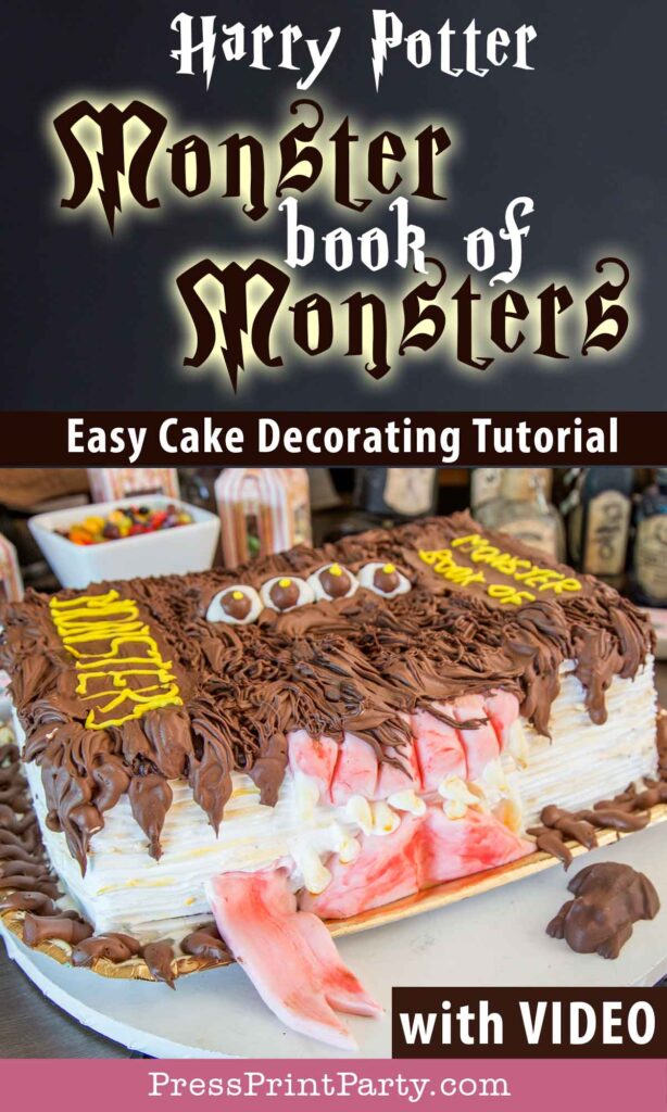 Harry Potter Monster book of monsters cake tutorial easy with video - Press Print Party!