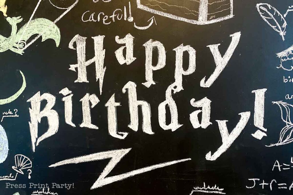 Happy Birthday chalk sign for Harry Potter party