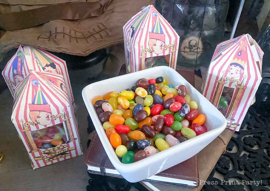 Harry Potter jelly beans box. bertie bott's every flavour beans printable
