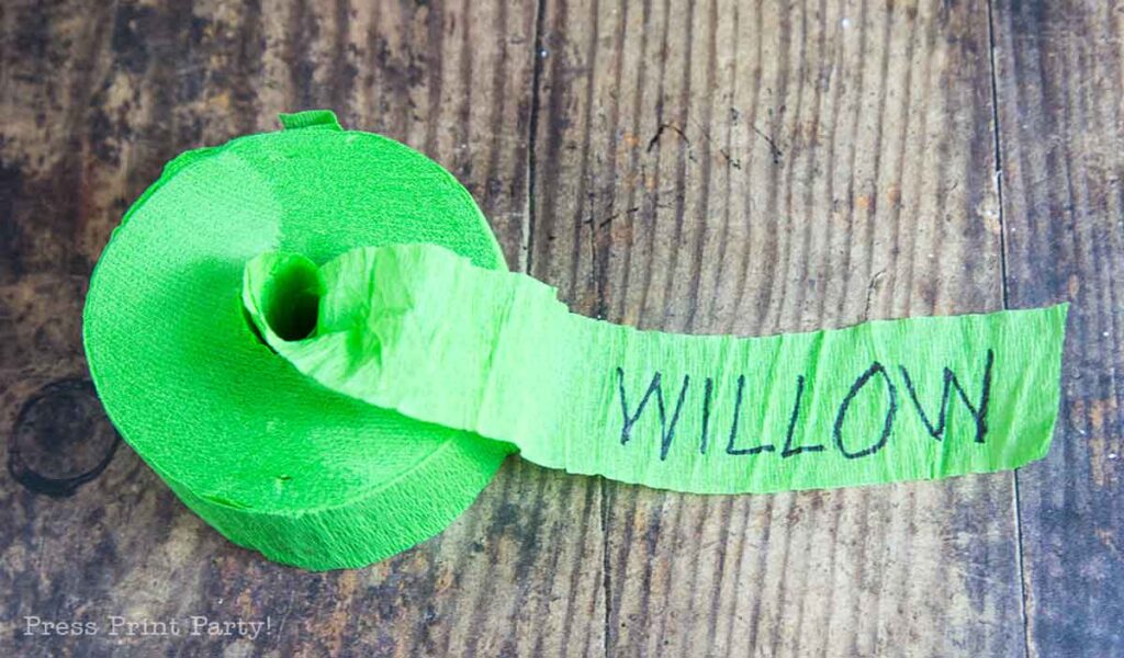 green streamer with Willow written in the middle