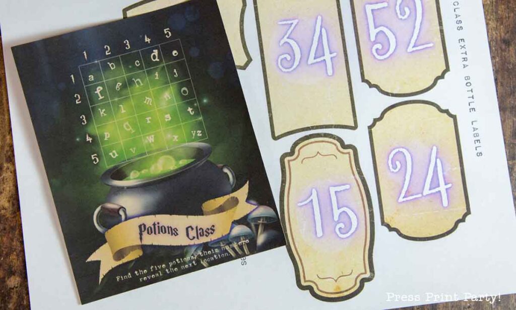 potions class cipher and numbered labels