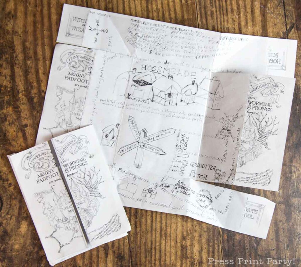 homemade marauder's map for scavenger hunt