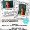 first day of 1st grade coloring page activity worksheet with 4x6 photo frame - Press Print Party