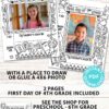 first day of 4th grade coloring page activity worksheet with 4x6 photo frame - Press Print Party