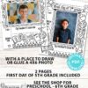 first day of 5th grade coloring page activity worksheet with 4x6 photo frame 1st day of school - Press Print Party