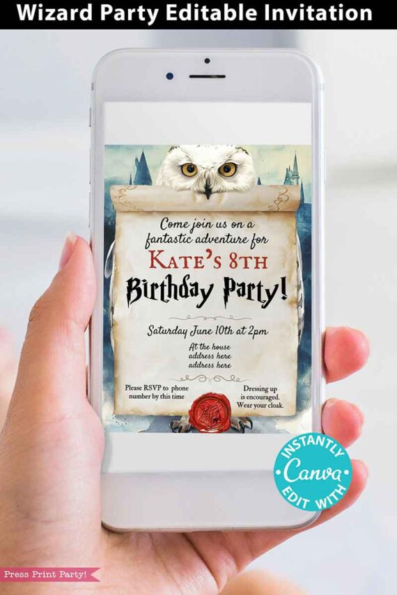 harry potter invitation template for phones