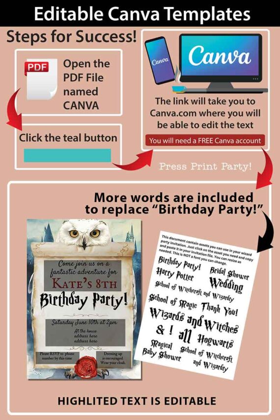 Harry potter invitation template how it works in canva