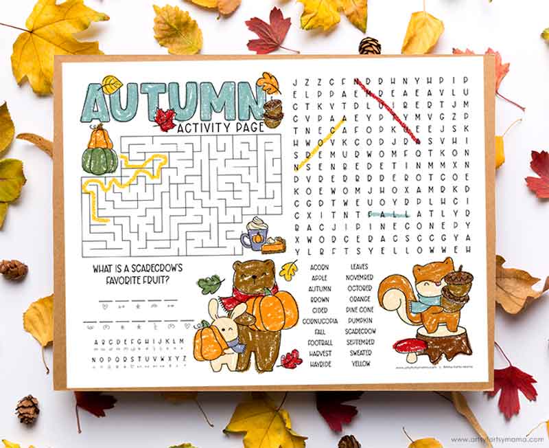 autumn activity page free printable