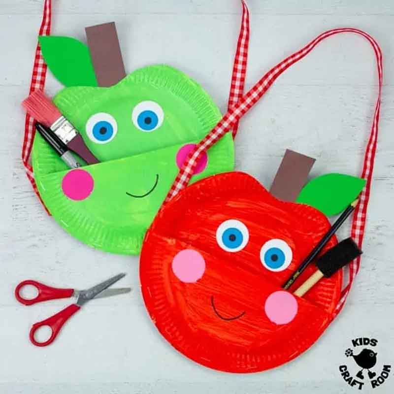 paper plate apple bag craft