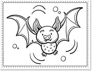 cute bat flying coloring sheet