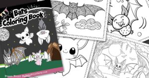 Bats coloring book featured image with 4 bats coloring pages
