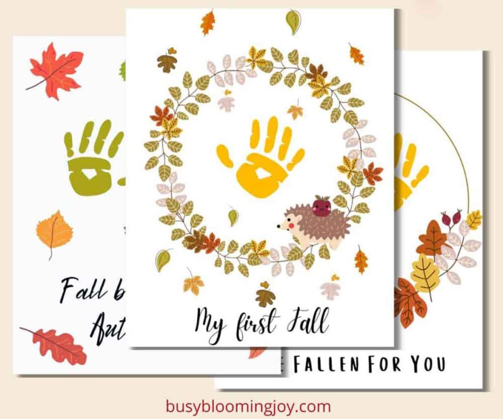 fall handprint craft page with a wreath