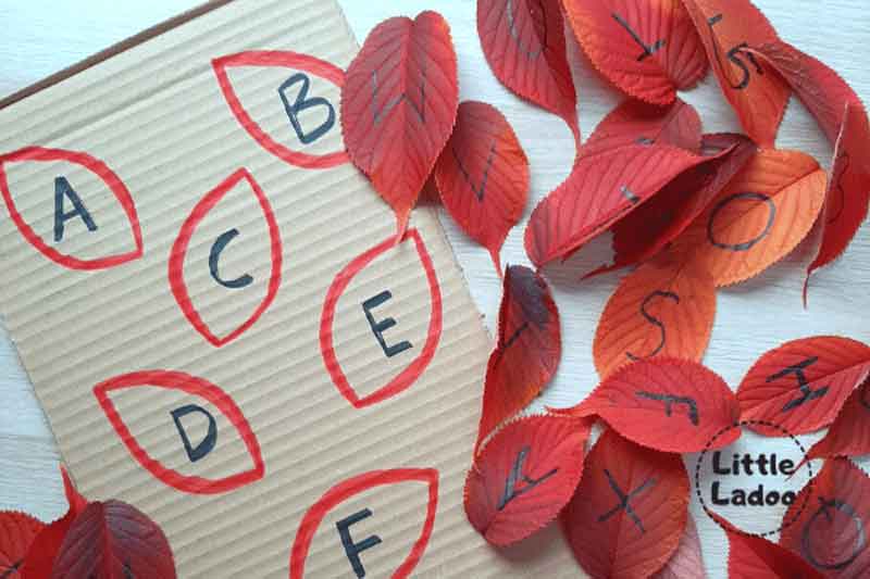 fall leaf alphabet matching game