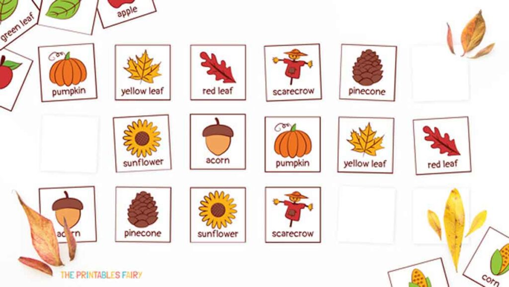 fall pictures matching game