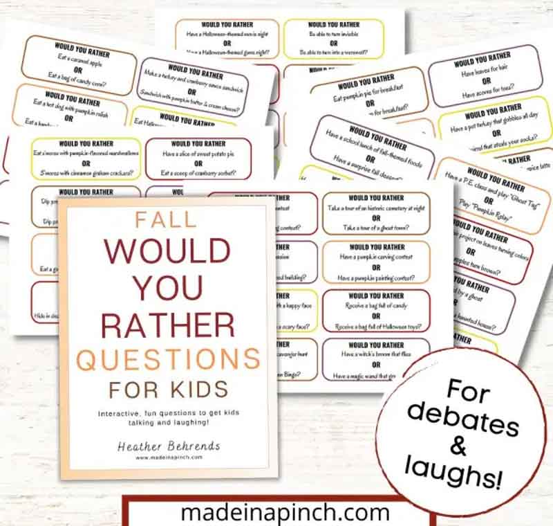 pages of would you rather questions for kids