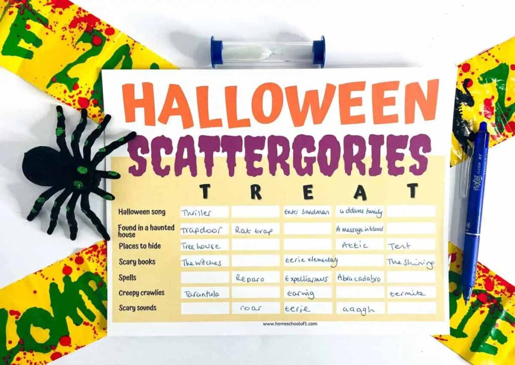 halloween scattegories page