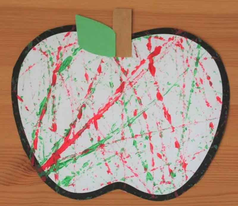 marble painting in apple shape