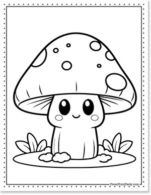 cute kawaii mushroom like mario world mushrooms free coloring