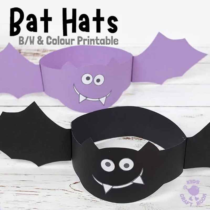 2 bat hats, one purple and on black