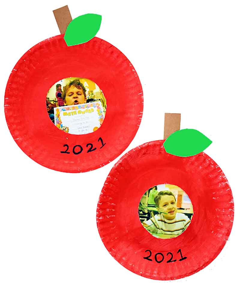 paper plate apple frame with picture