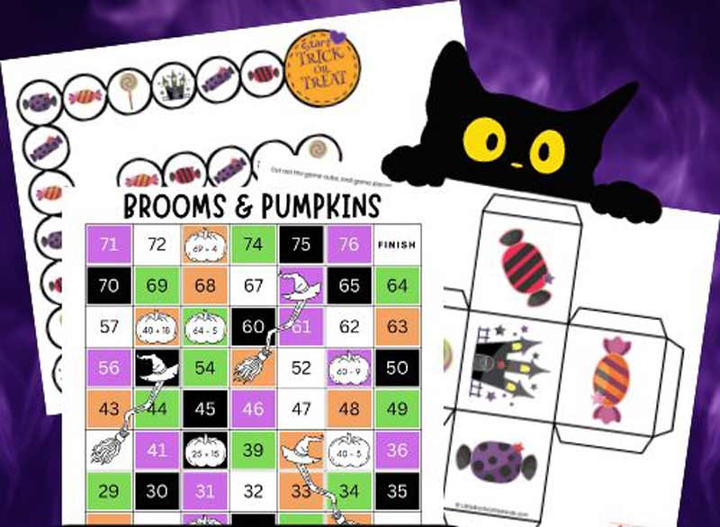 free printable halloween board games with black cat