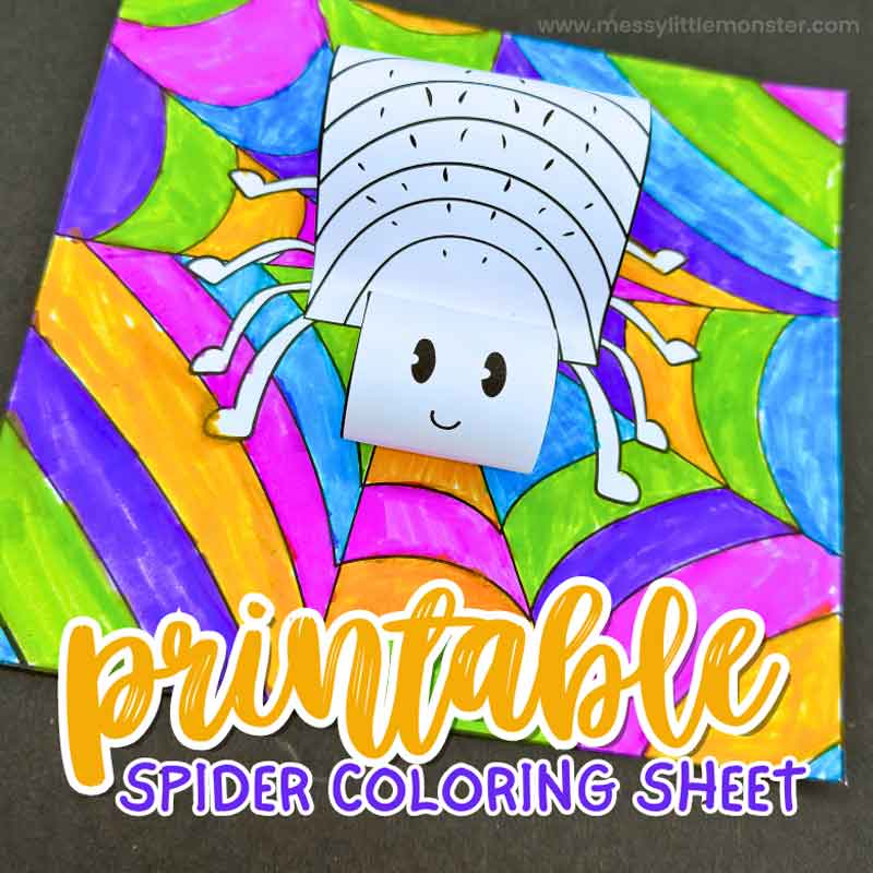 printable 3D spider coloring sheet