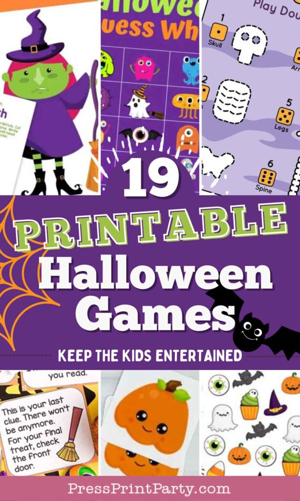 19 printable halloween games for kids keep the kids entertained by Press Print Party pin