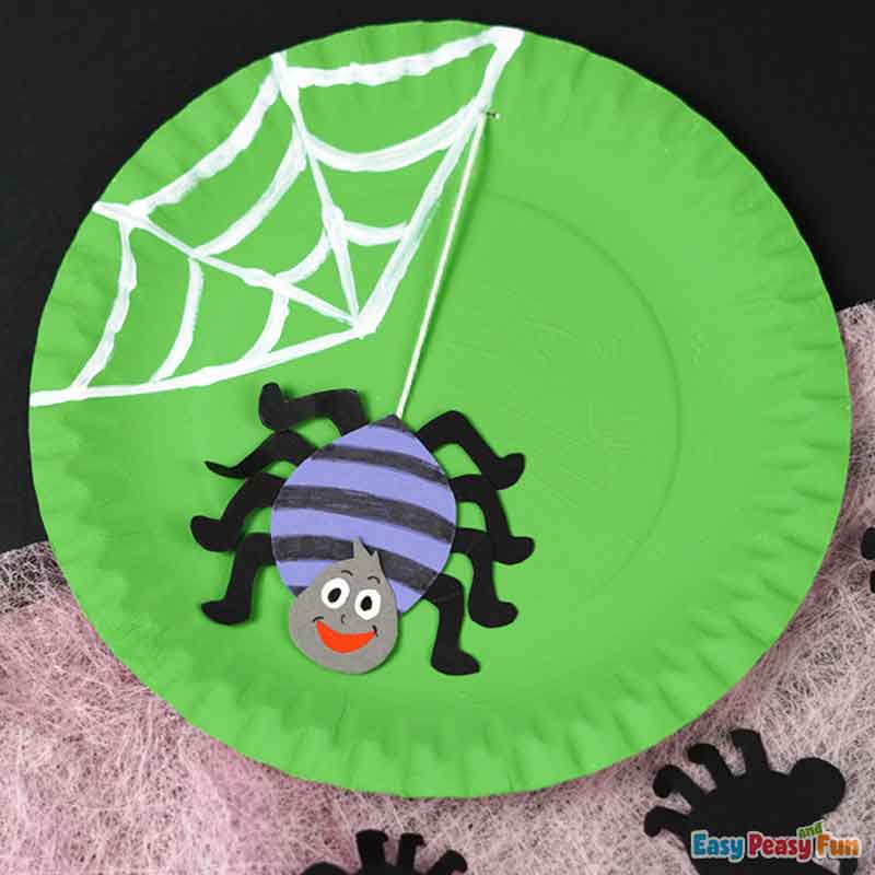 cute paper spider on plate craft