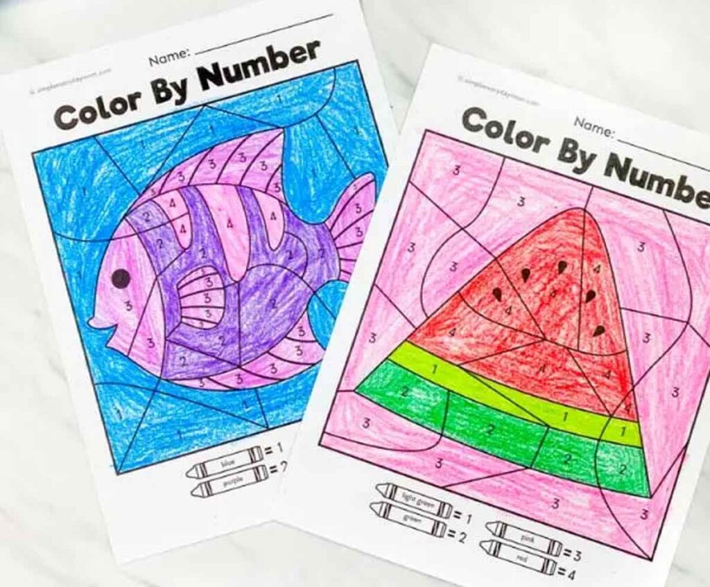 color by numbers printables free