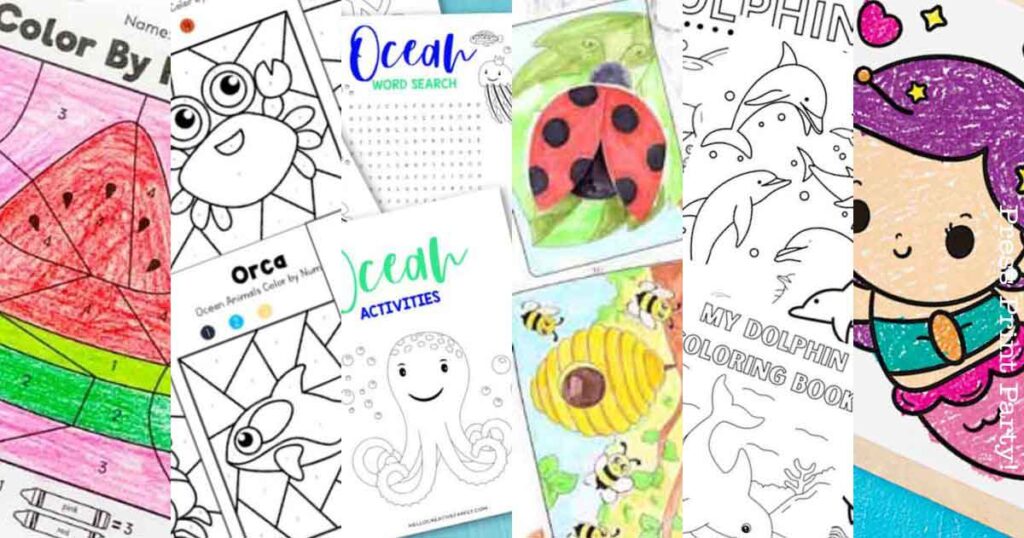15 free sets of cute summer coloring pages for kids featured image