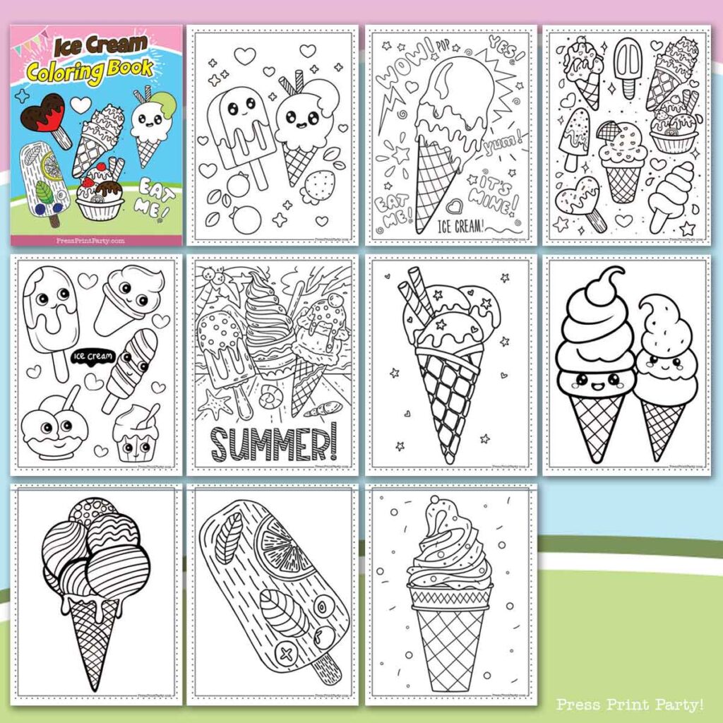 all 10 ice cream coloring pages for kids