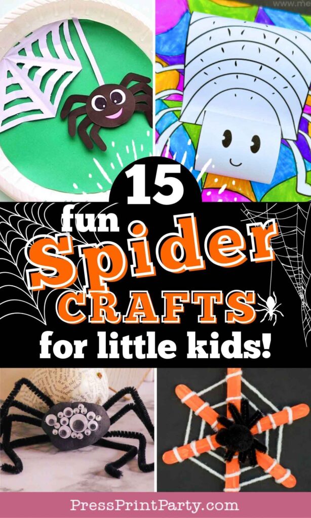 fun spider crafts for little kids perfect for Halloween Press Print Party!