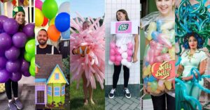 6 halloween costumes with balloons