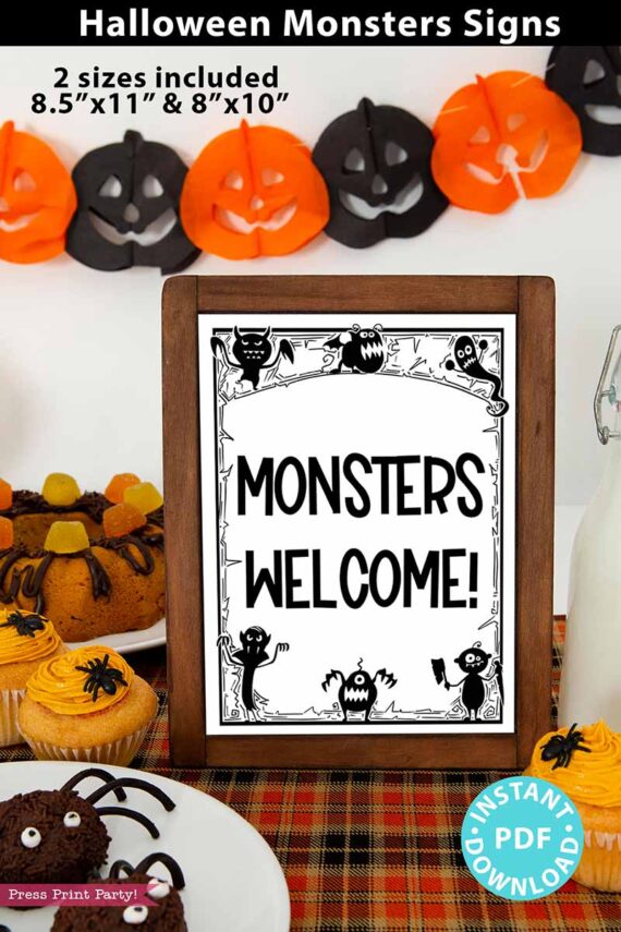 monster welcome party sign