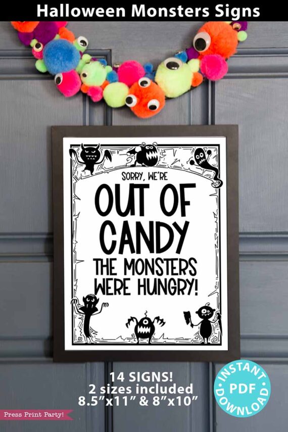 out of candy sign on door