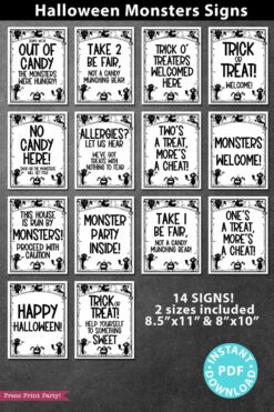 funny halloween signs for porch or door or candy bowl