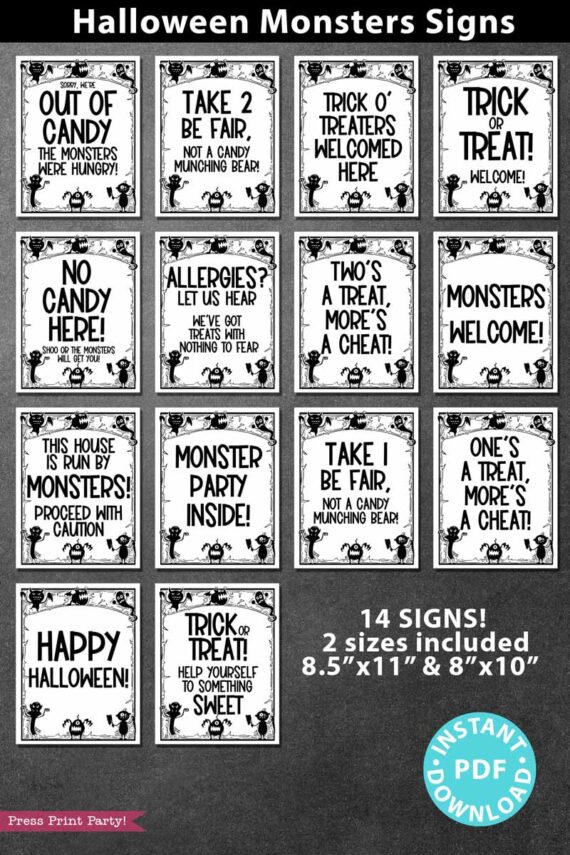 funny halloween signs for porch or door or candy bowl